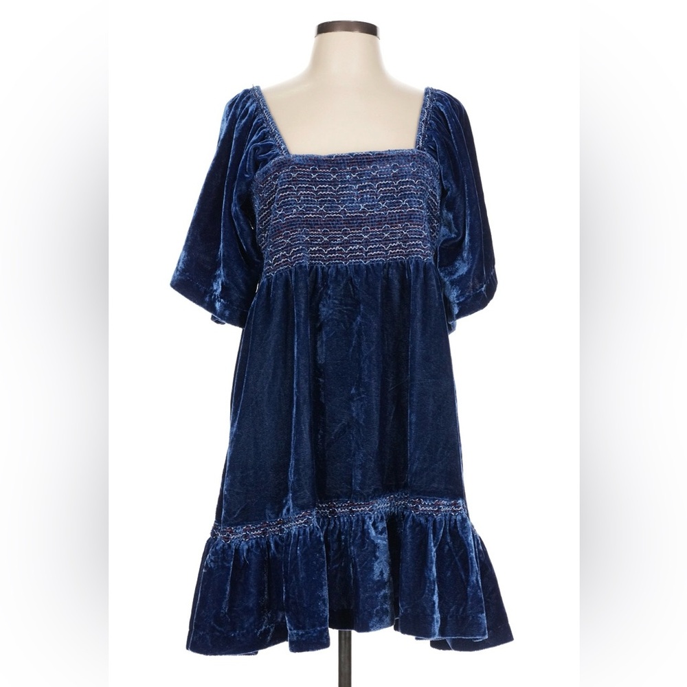 Free People Blue Velvet Mini Dress